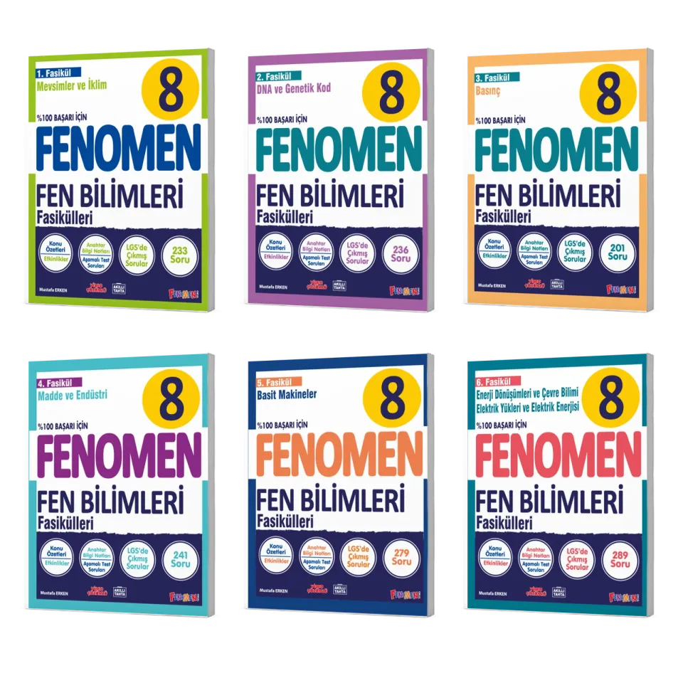 FENOMEN 8.sınıf FEN BİLİMLERİ FASİKÜL SETİ (1-2-3-4-5-6. SAYILAR)